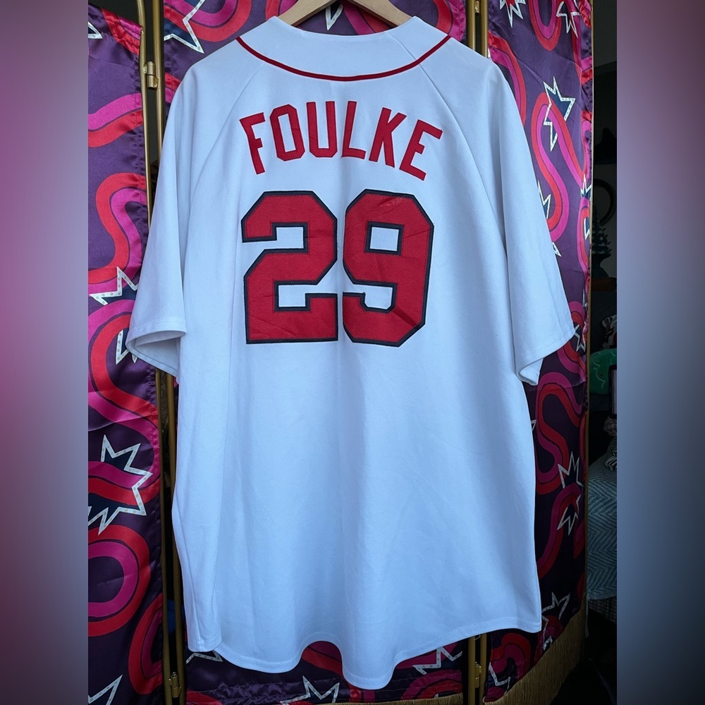 Vintage Majestic Boston Red Sox Keith Foulke 29 White Jersey Button Rare MLB USA